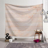 Lofaris Light Orange Wooden Stripe Family Pattern Wall Tapestry